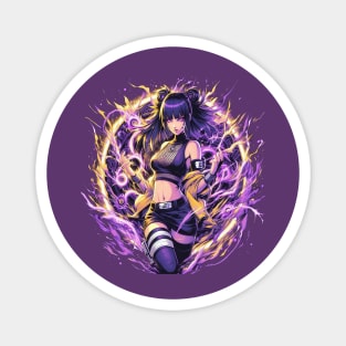 Hinata Hyuga with Glowing Aura Circle Magnet